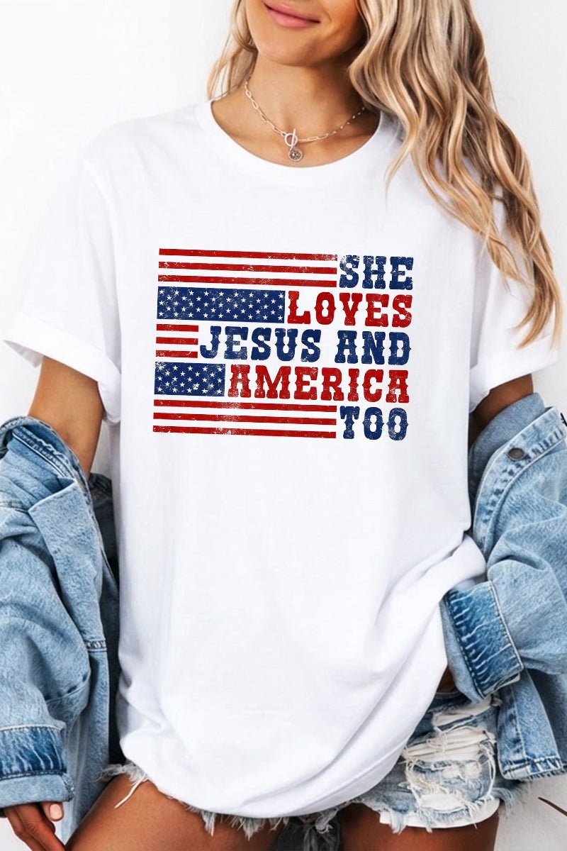 Patriotic Graphic Oversized Fourth of July Jesus Tee