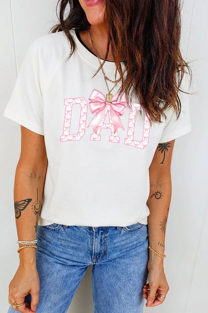 Graphic Print T Shirt Best Dad Ever Casual Crewneck Tee