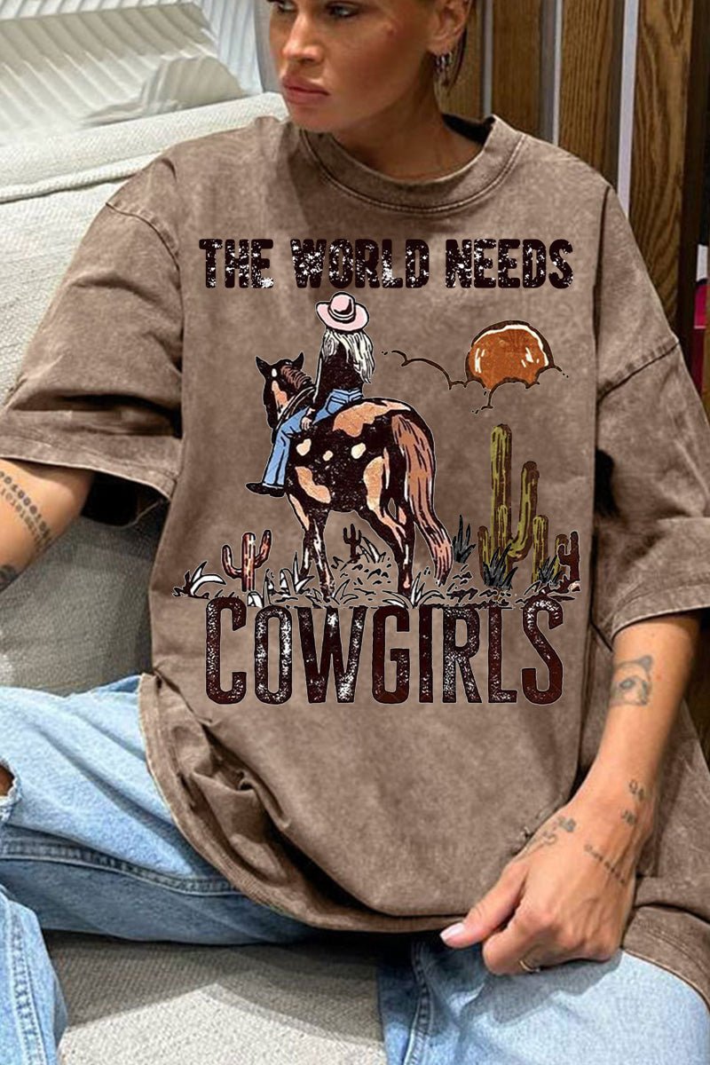 Vintage Cowgirl Graphic Oversized Tee Western Style