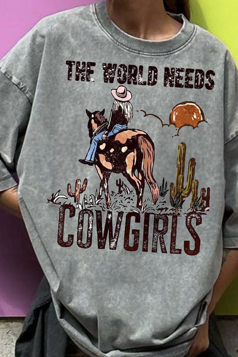 Vintage Cowgirl Graphic Oversized Tee Western Style