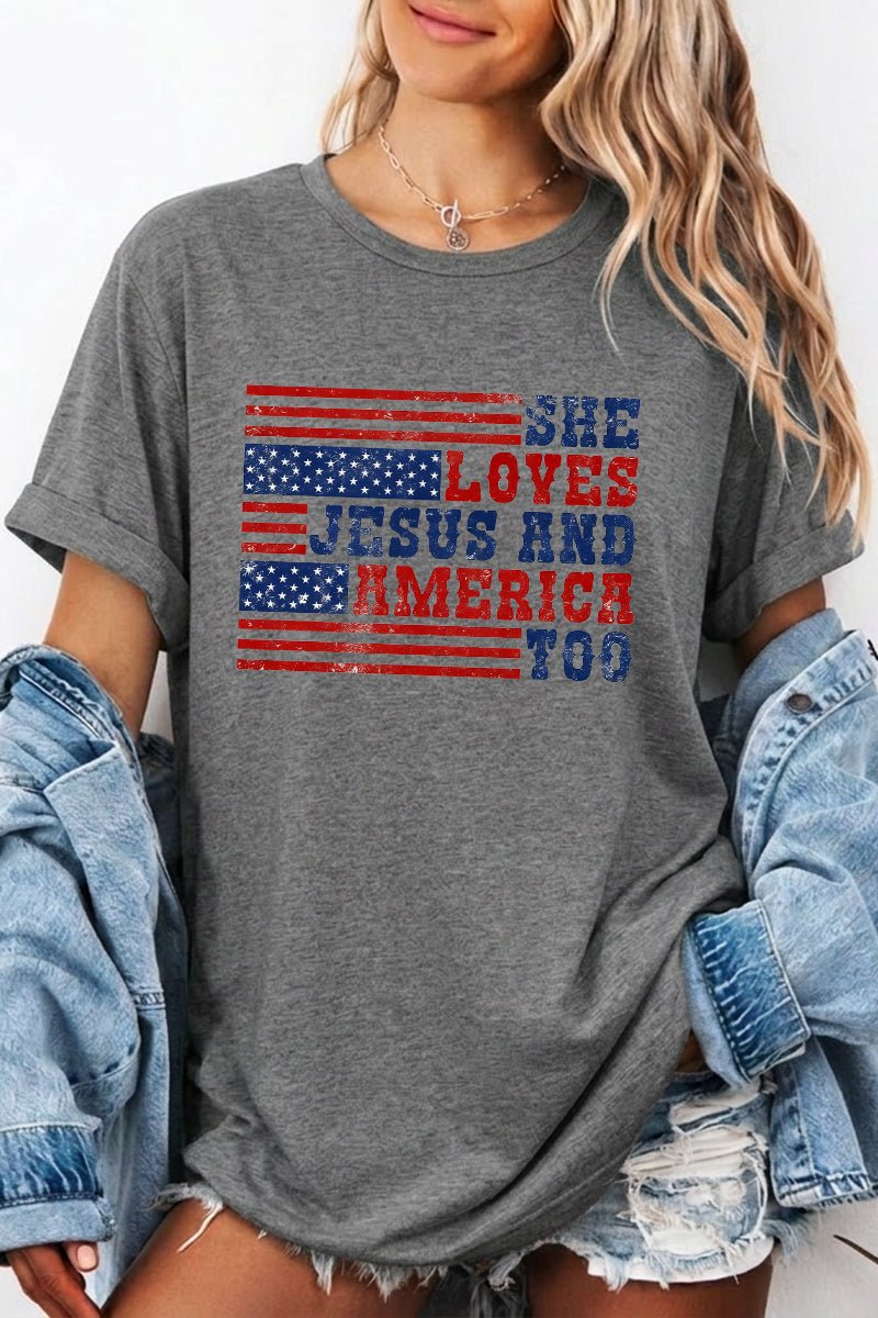 Patriotic Graphic Oversized Fourth of July Jesus Tee