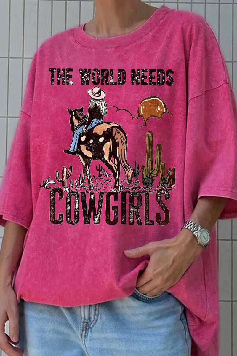 Vintage Cowgirl Graphic Oversized Tee Western Style
