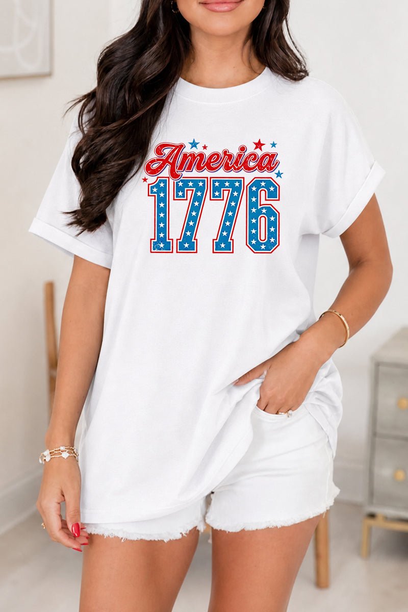 America 1776 Patriotic Vintage Fourth of July Graphic Tee