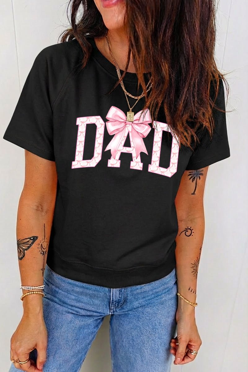 Graphic Print T Shirt Best Dad Ever Casual Crewneck Tee