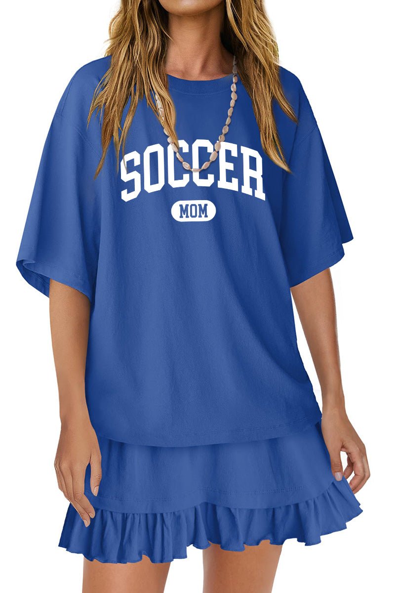 Game Day Two Piece Set Women Crewneck Short Sleeve Skirt Outfit Set