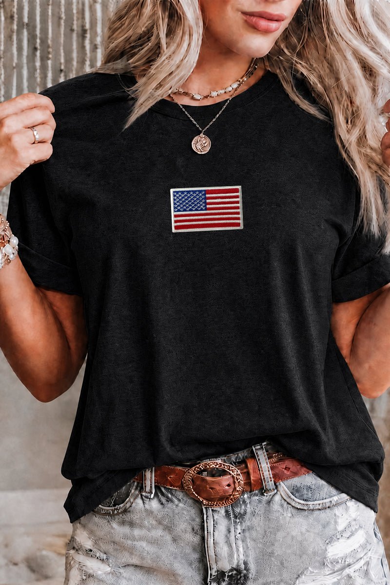 Flag Graphic Tee Patriotic USA Boutique Casual Top