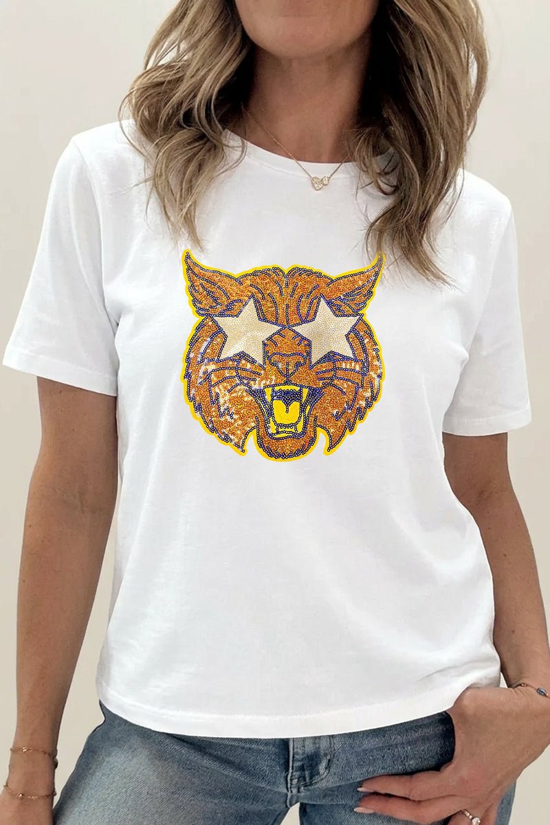 Game Day Football Star Mascot Graphic Tee Women Sport Shirt