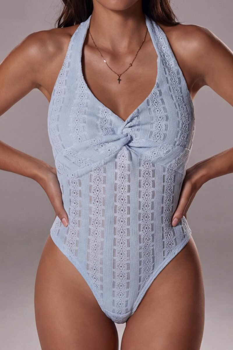Halter V Neck Bodysuit Twist Front Boutique Jumpsuits for Women